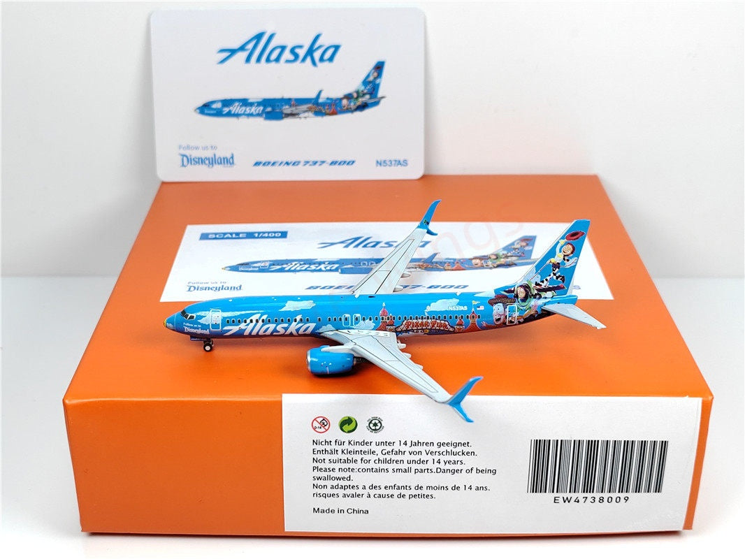 1:400 JC Wings EW4738009 Alaska Airlines B737-800 N537AS Aircraft Model+Free Tractor