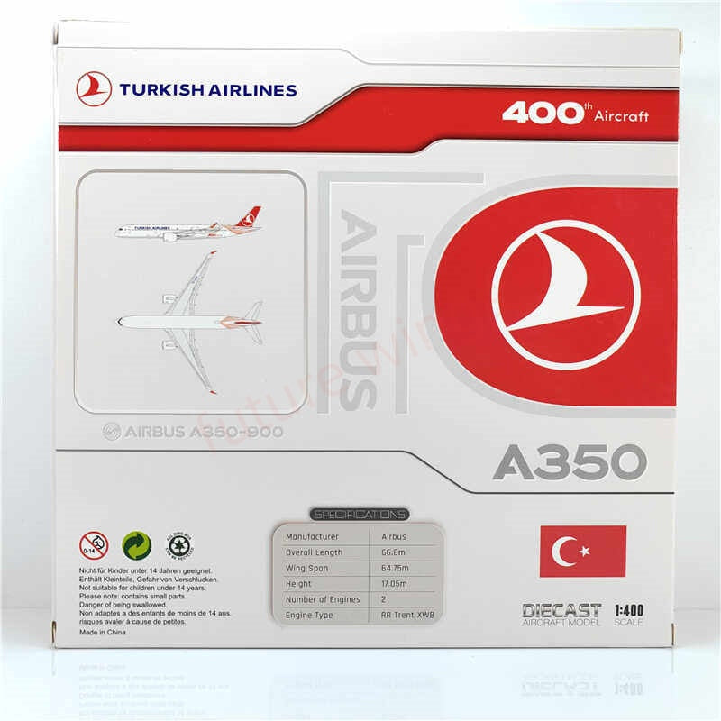 1:400 JC Wings XX40171 Turkish Airlines A350-900 TC-LGH Aircraft Model+Free Tractor