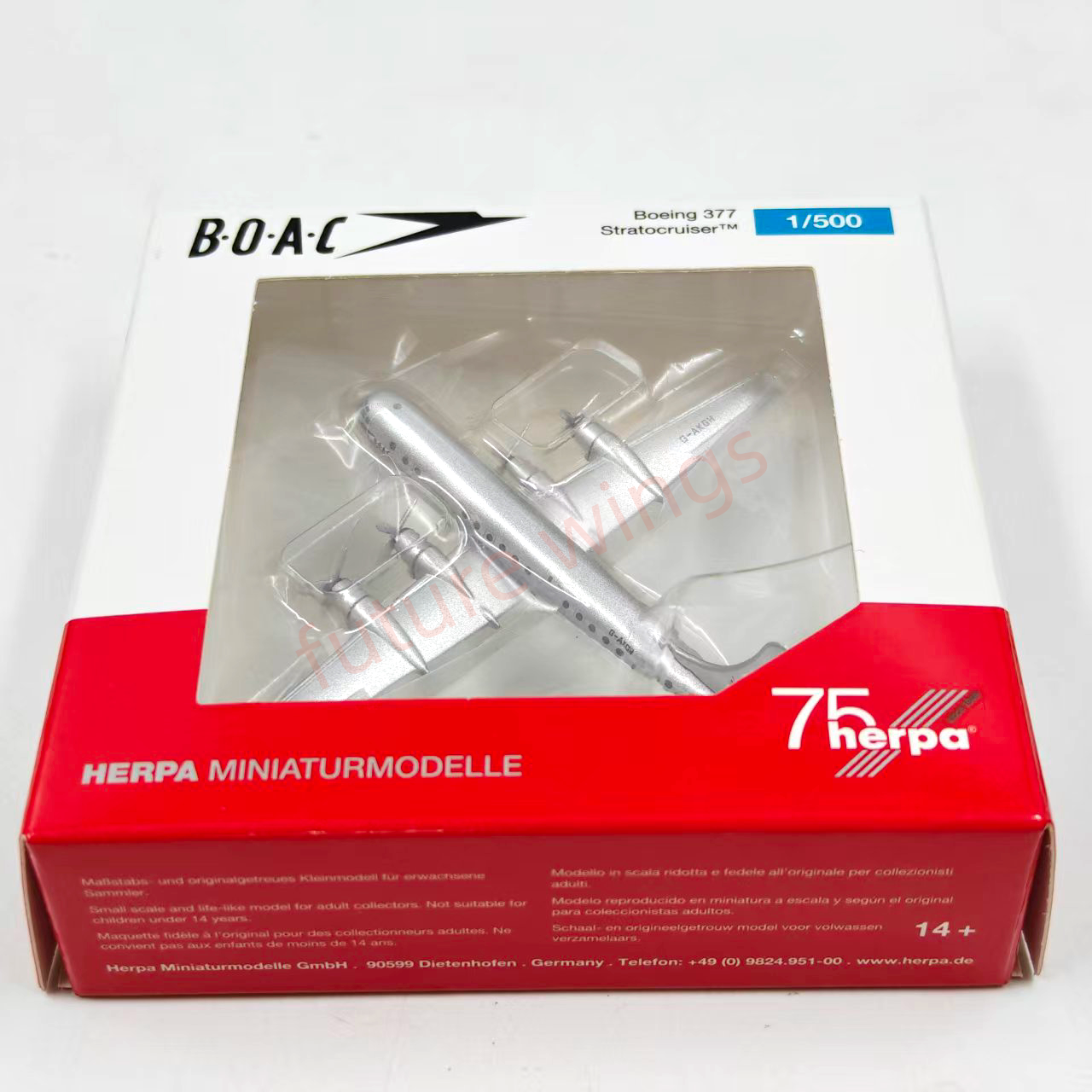 1:500 Herpa Wings 538008 BOAC Boeing 377 Stratocruiser G-AKGH Diecast Aircraft Model