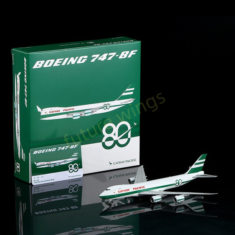 1:400 YY Wings Cathay Pacific B747-8F B-LJE “80Years” Aircraft Model Free Tractor+Stand