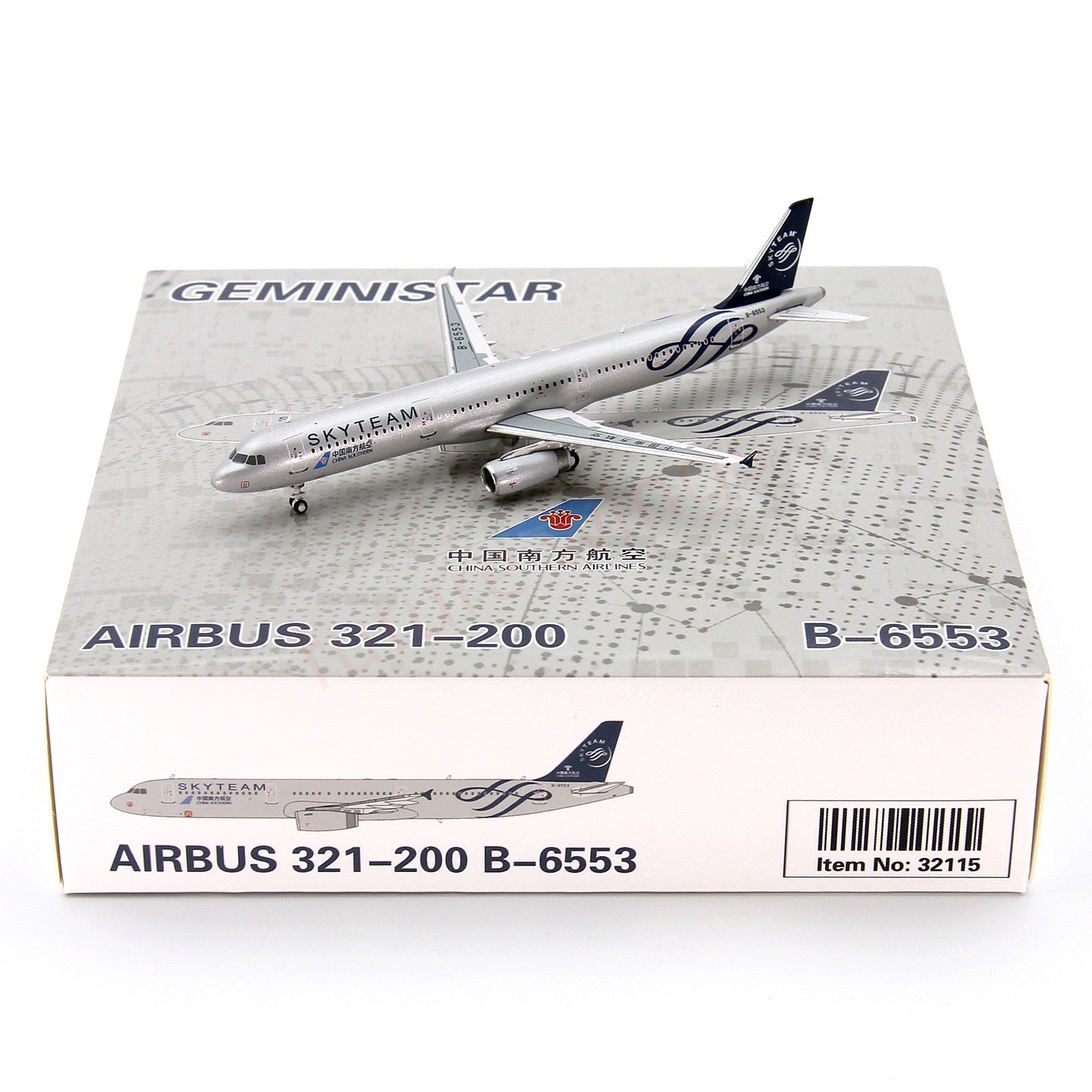 1:400 Geministar China Southern Airlines A321 B-6553 "SKYTEAM" Aircraft Model+Free Tractor
