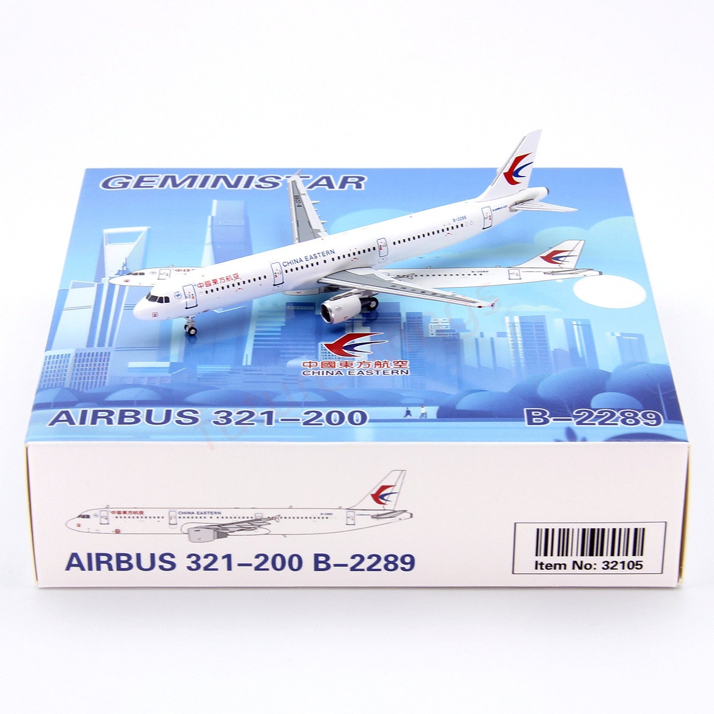 1:400 Geministar China Eastern Airlines A321 B-2289 Aircraft Model+Free Tractor