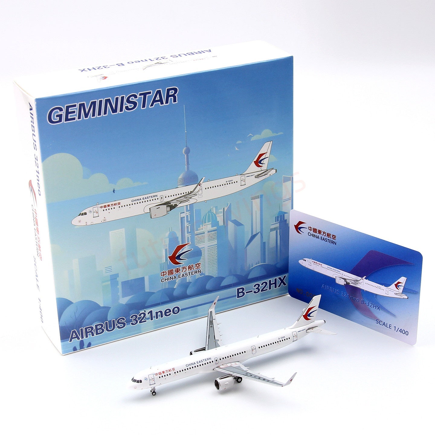 1:400 Geministar China Eastern Airlines A321 B-32HX Aircraft Model+Free Tractor