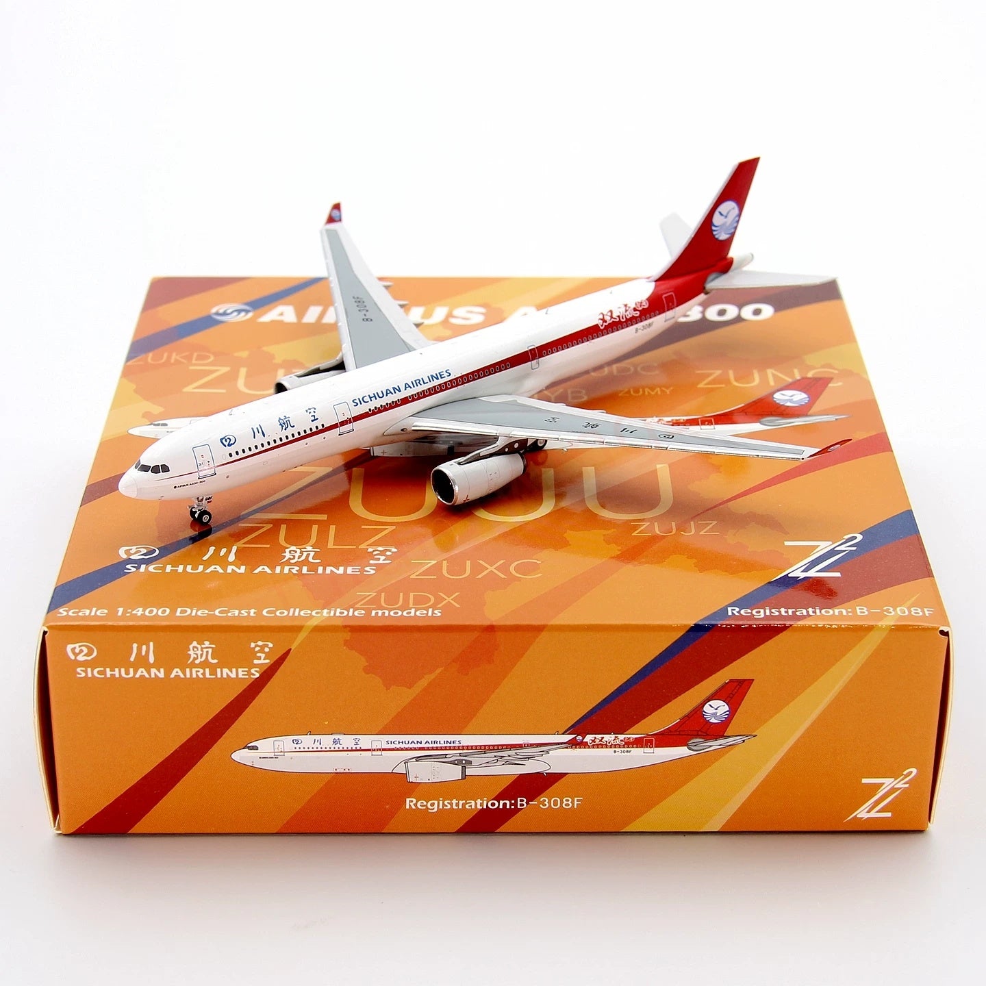1:400 Z² Model SiChuan Airlines A330-300 B-308F Aircraft Model+Free Tractor