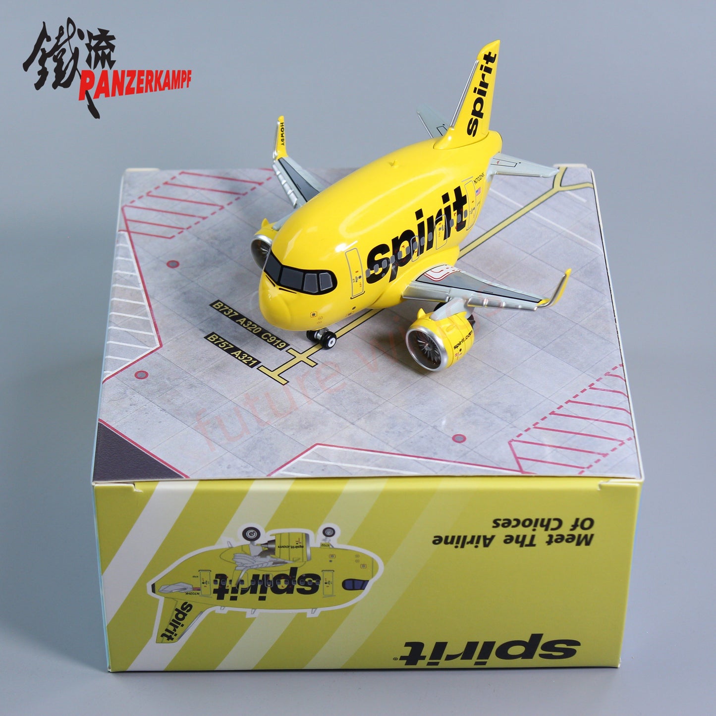 Panzerkampf Cute Series Q Models Diecast Q Airplane Models--Sprit Airlines A321neo