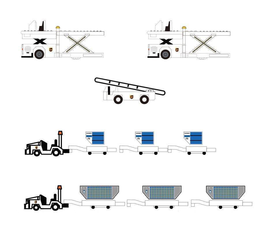 (Rare)1:400 Fantasy Wings Airport GSE UPS Cargo Diecast Set