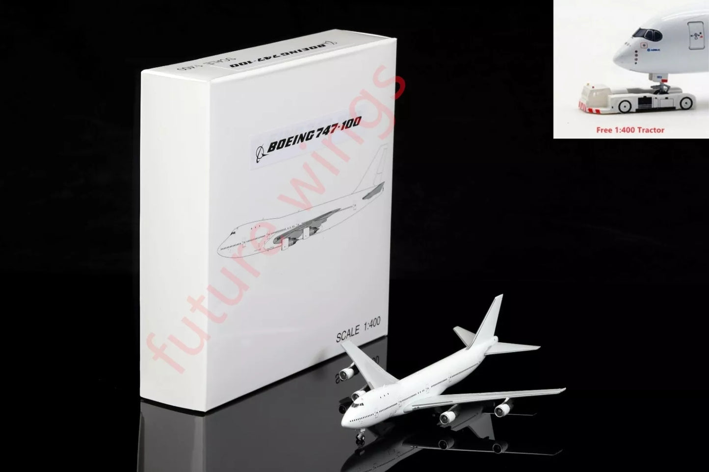1:400 HX Models B747-100/B747-400 Blank Diecast Aircraft Model With Stand+Tractor