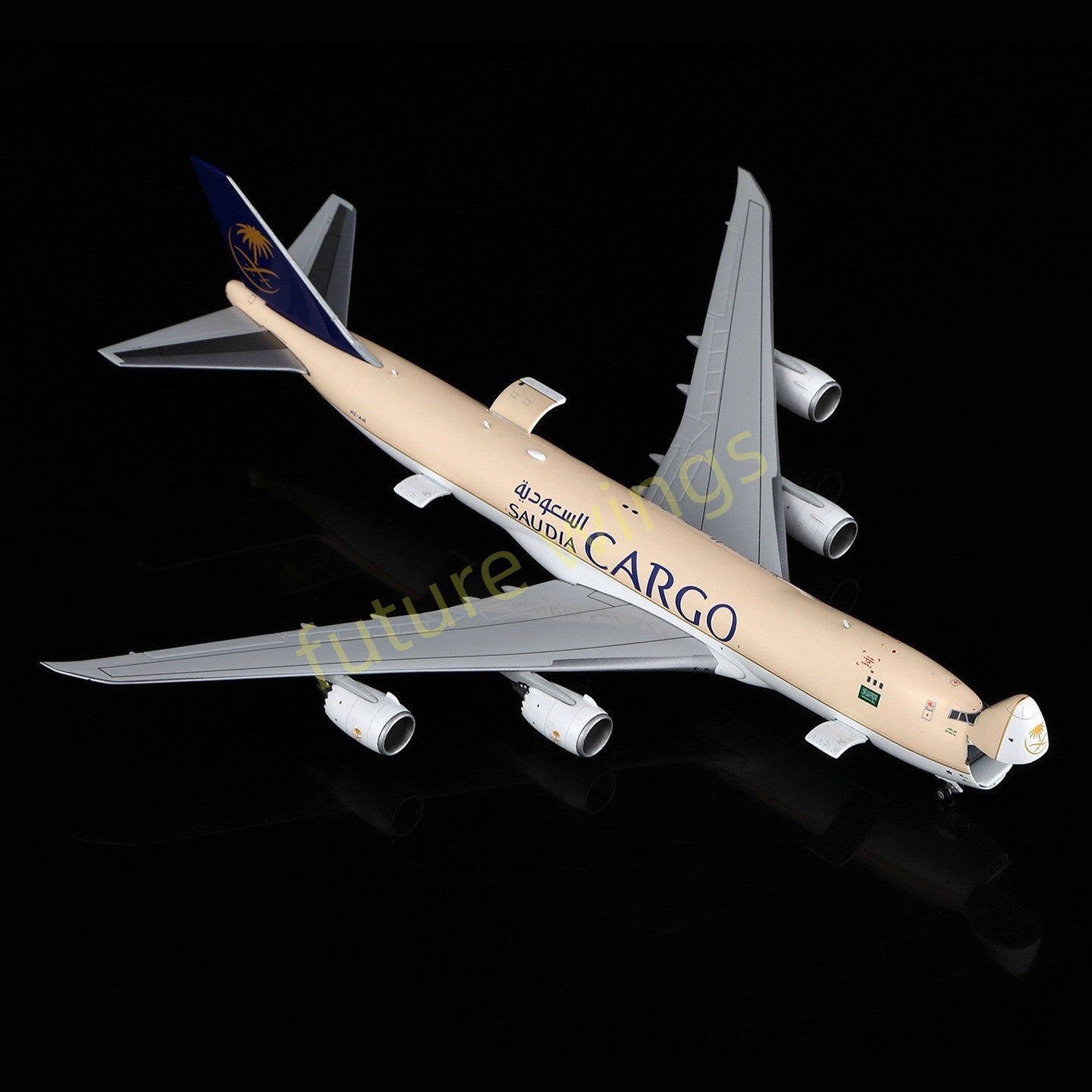 1:400 HX Models Saudia Cargo B747-8F HZ-AI3 HZ-AI4 Aircraft Model Free Tractor +Stand