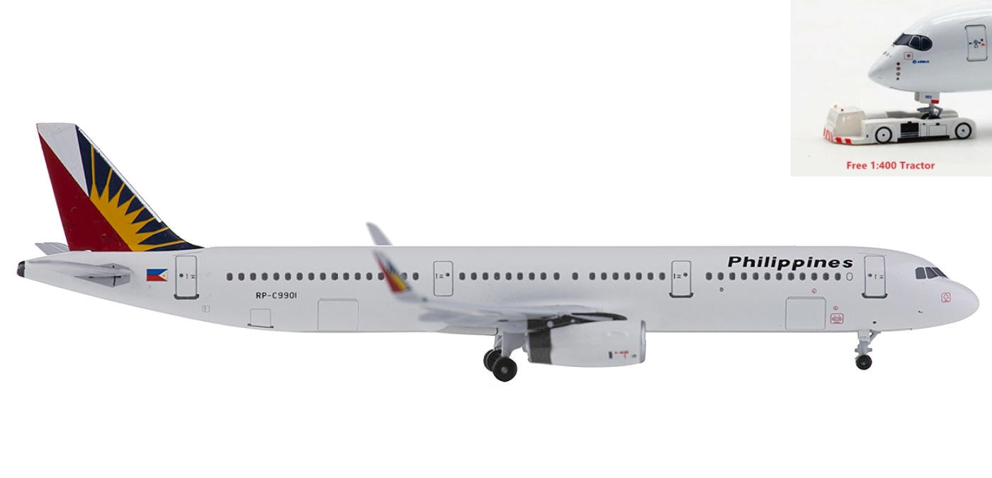 (Rare)1:400 AeroClassics AC19180 Philippines Airlines Airbus A321 RP-C9901+Free Tractor