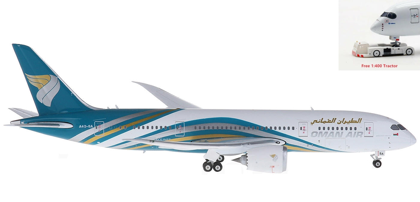 1:400 Phoenix PH11208 Oman Air Boeing 787-8 A4O-SA Aircraft Model+Free Tractor