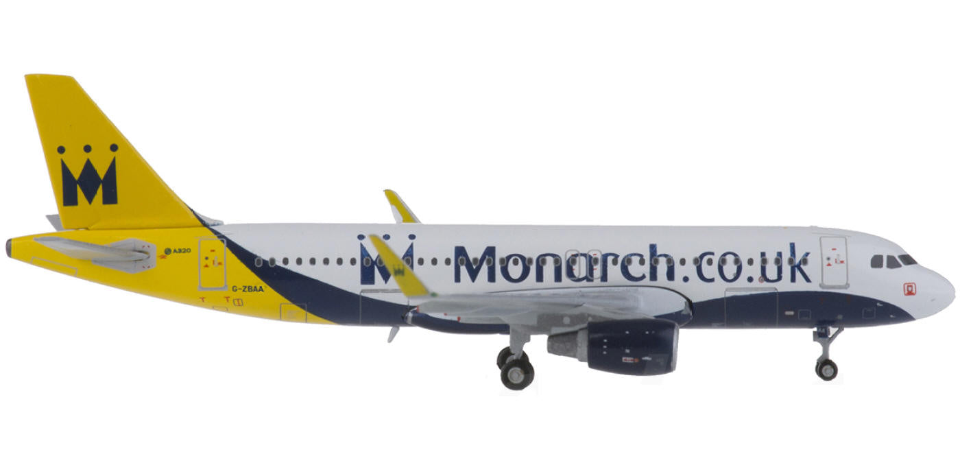 (Rare)1:400 Geminijets GJMON1430 Monarch Airlines Airbus A320 G-ZBAA+Free Tractor