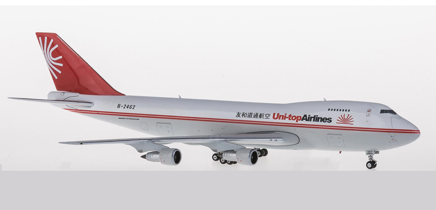 1:400 Phoenix PH04168 Uni-Top Airlines Cargo Boeing 747-200F B-2462 Aircraft Model+Free Tractor