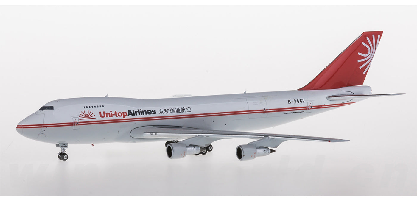 1:400 Phoenix PH04168 Uni-Top Airlines Cargo Boeing 747-200F B-2462 Aircraft Model+Free Tractor