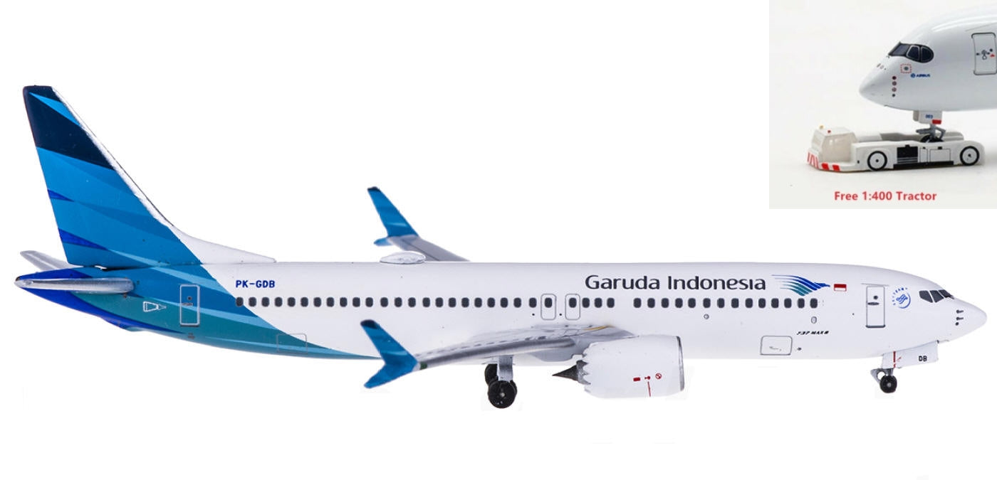 (Rare)1:400 AeroClassics AC419302 Garuda Indonesia Boeing 737 MAX 8 PK-GDB+Free Tractor
