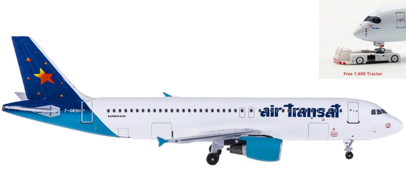 (Rare)1:400 AeroClassics AC419308 Air Transat Airbus A320 F-GRSH+Free Tractor
