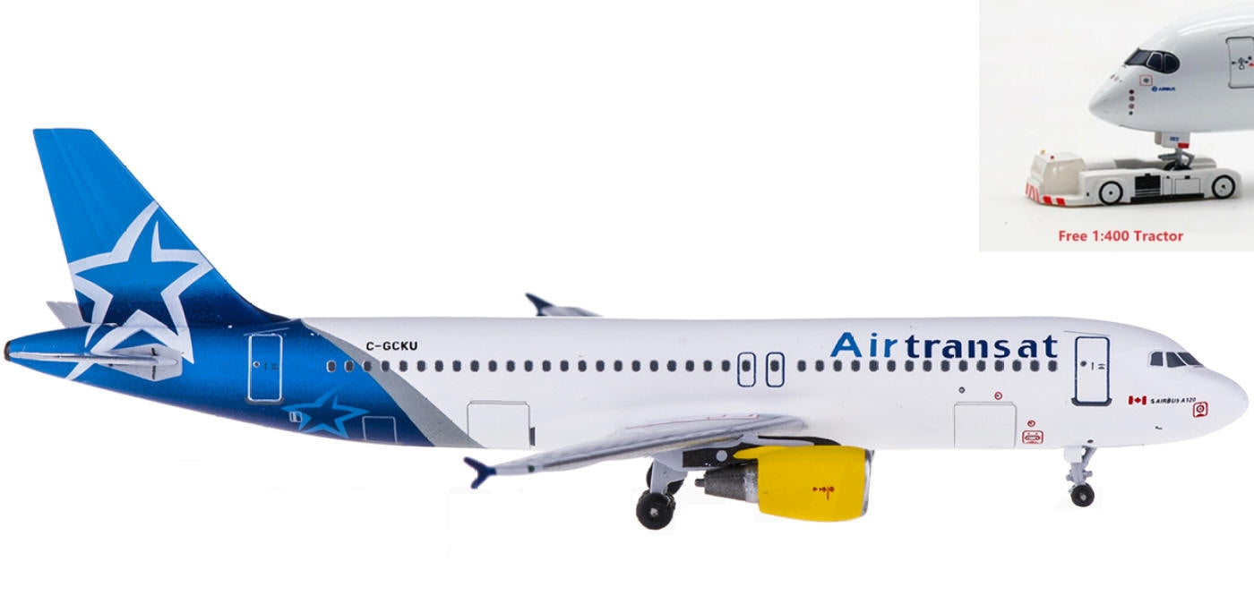 (Rare)1:400 AeroClassics AC419309 Air Transat Airbus A320 C-GCKU+Free Tractor