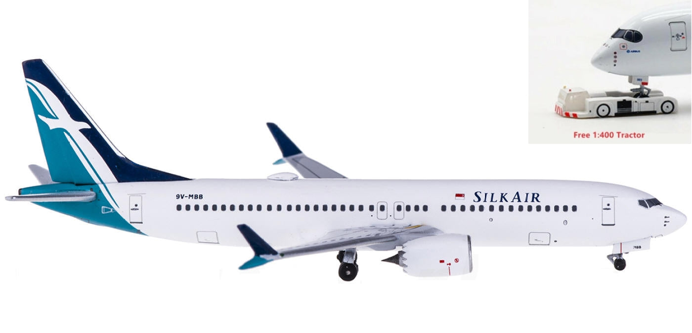 (Rare)1:400 AeroClassics AC419307 SilkAir Boeing 737 MAX 8 9V-MBB+Free Tractor