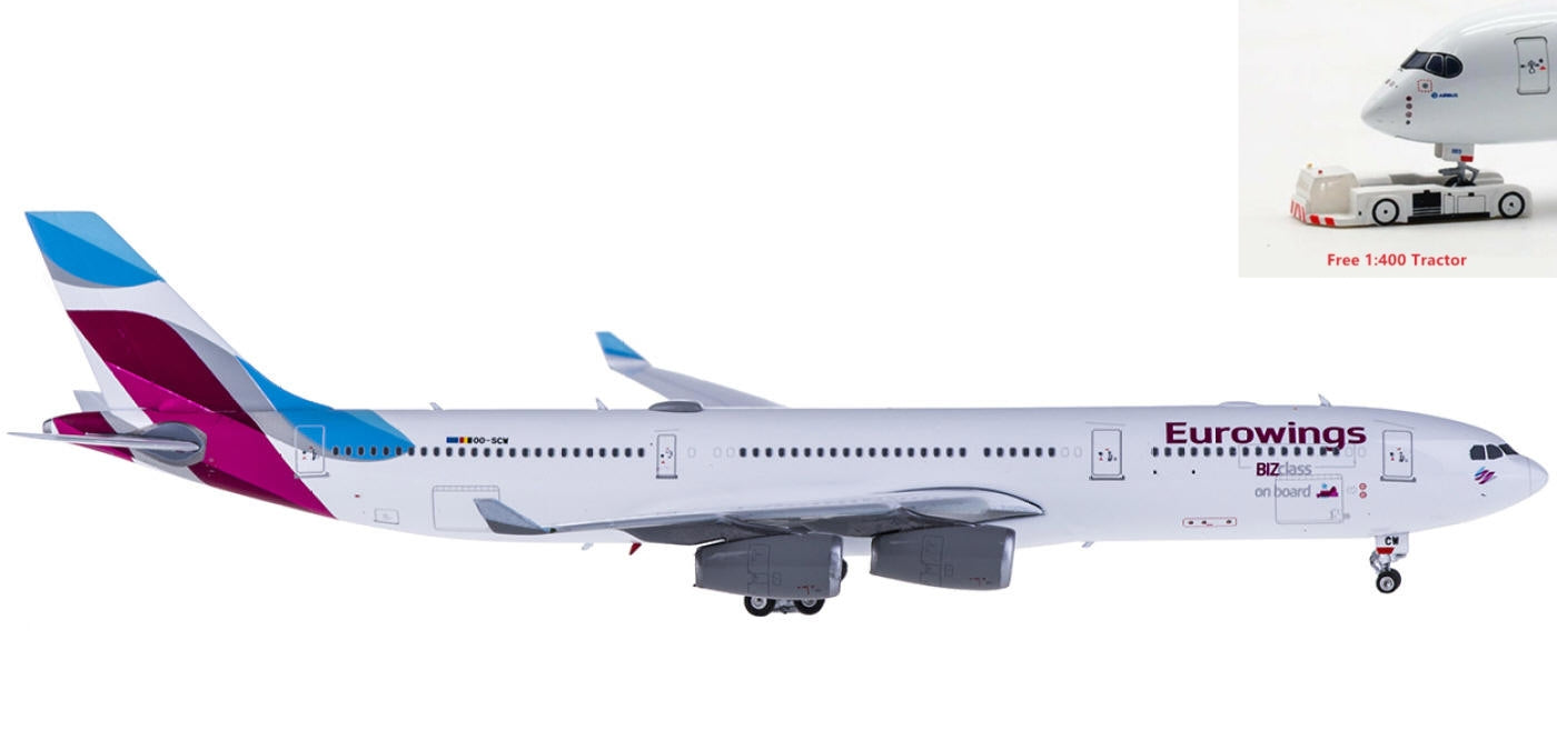 1:400 Phoenix PH04205 Eurowings Airbus A340-300 OO-SCW+Free tractor