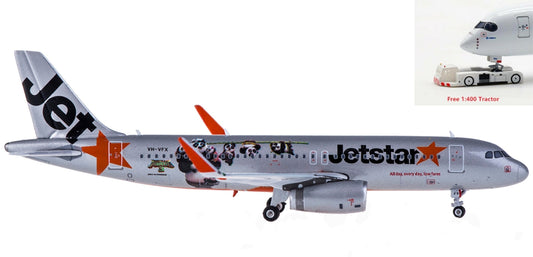 (Rare)1:400 Phoenix PH04102 Jetstar Airbus A320 VH-VFX+Free Tractor