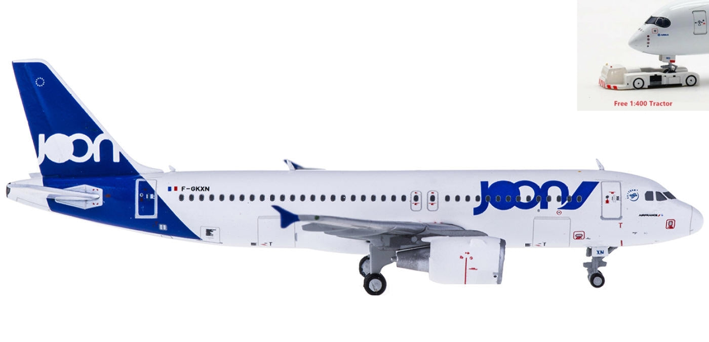 (Rare)1:400 Geminijets GJJON1764 JOON Airbus A320-200 F-GKXN+Free Tractor