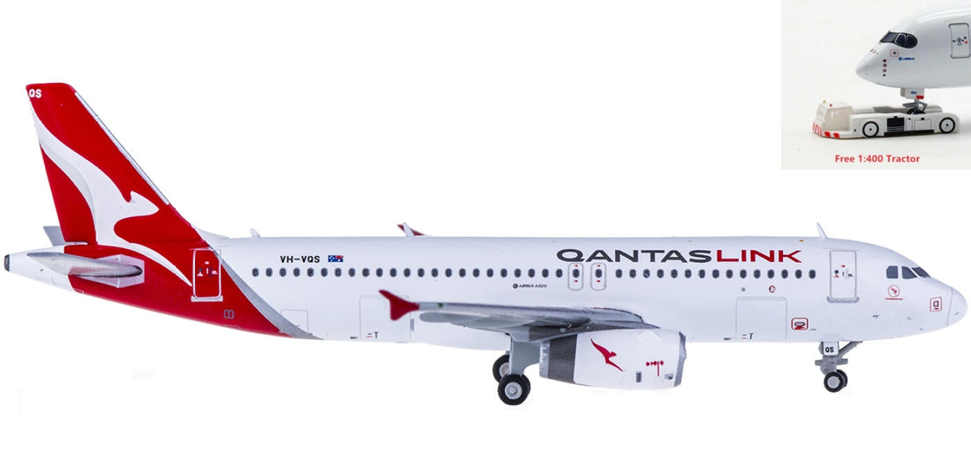 (Rare)1:400 Geminijets GJQFA1772 Qantas Airbus A320 VH-VQS+Free Tractor