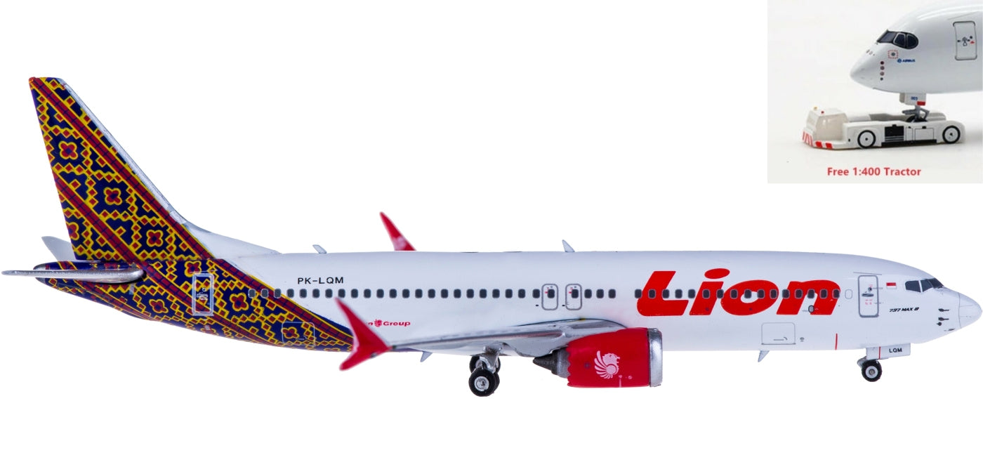 1:400 Phoenix PH11493 Lion Air Boeing 737 MAX 8 PK-LQM+Free Tractor