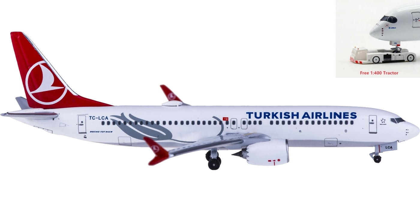(Rare)1:400 AeroClassics AC419505 Turkish Airlines Boeing 737 MAX 8 TC-LCA+Free Tractor