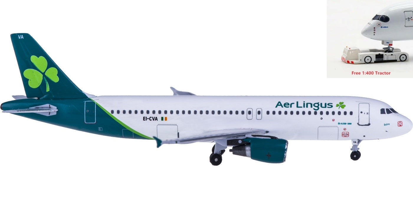 (Rare)1:400 AeroClassics AC419531 Aer Lingus Airbus A320 EI-CVA+Free Tractor