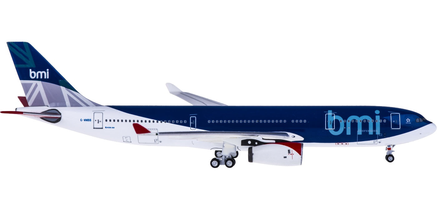 (Rare)1:400 AeroClassics AC4GWWBB British Midland International BMI Airbus A330-200 G-WWBB+Free Tractor