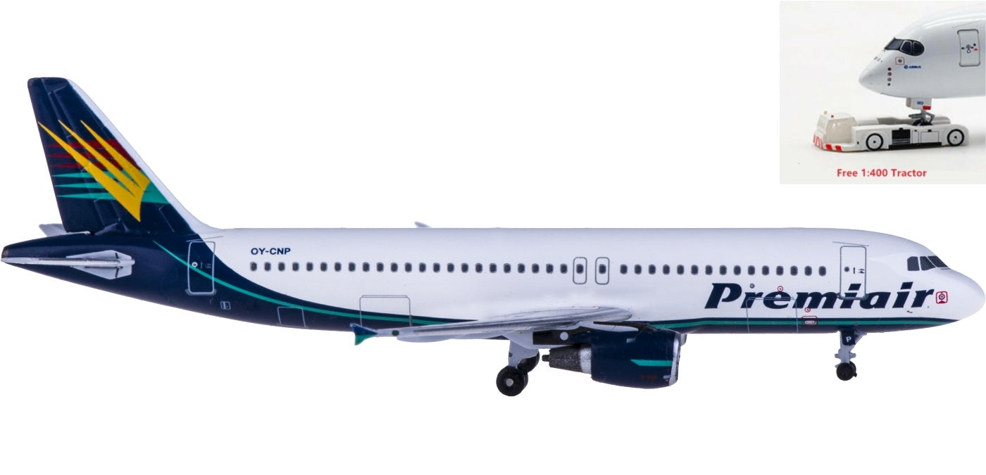 (Rare)1:400 AeroClassics AC4OYCNP Premiair Airbus A320 OY-CNP+Free Tractor