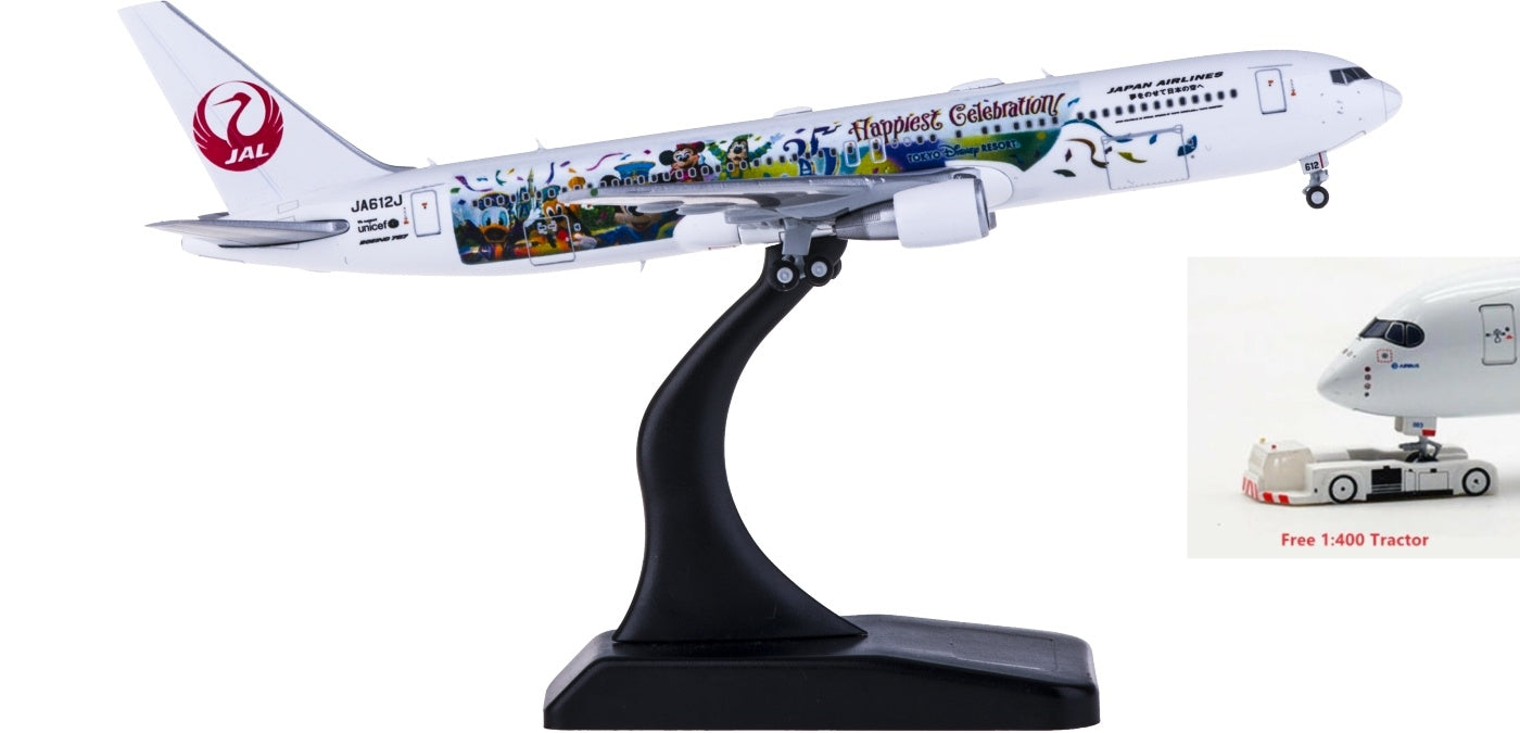 1:400 JC Wings EW4763001 Japan Airlines Boeing 767-300ER JA612J Aircraft Model Free Tractor+Stand