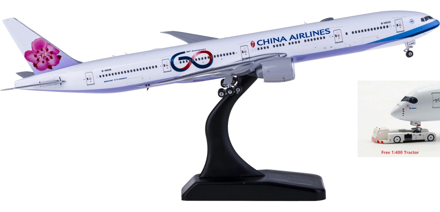 1:400 Phoenix PH04281 China Airlines Boeing 777-300ER B-18006 "60Years" Free Tractor+Stand