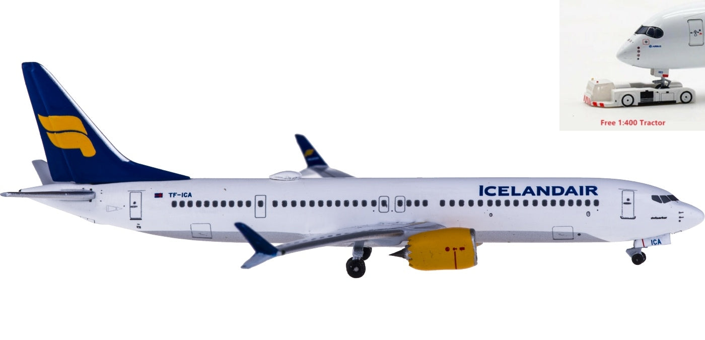 (Rare)1:400 AeroClassics AC419608 Icelandair Boeing 737 MAX 9 TF-ICA+Free Tractor