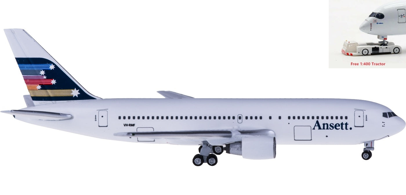 (Rare)1:400 AeroClassics AC419651 Ansett Australia Boeing 767-200 VH-RMF+Free Tractor