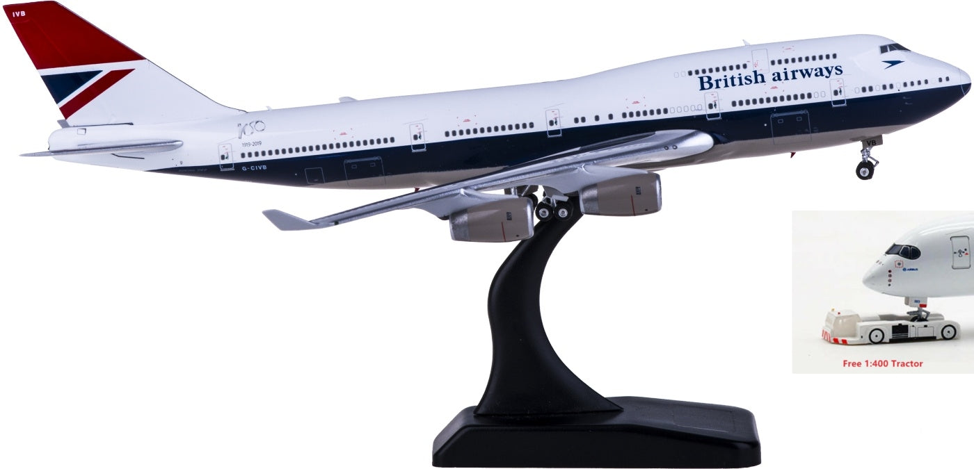 1:400 Phoenix PH04296 British Airways Boeing 747-400 G-CIVB Free Tractor+Stand