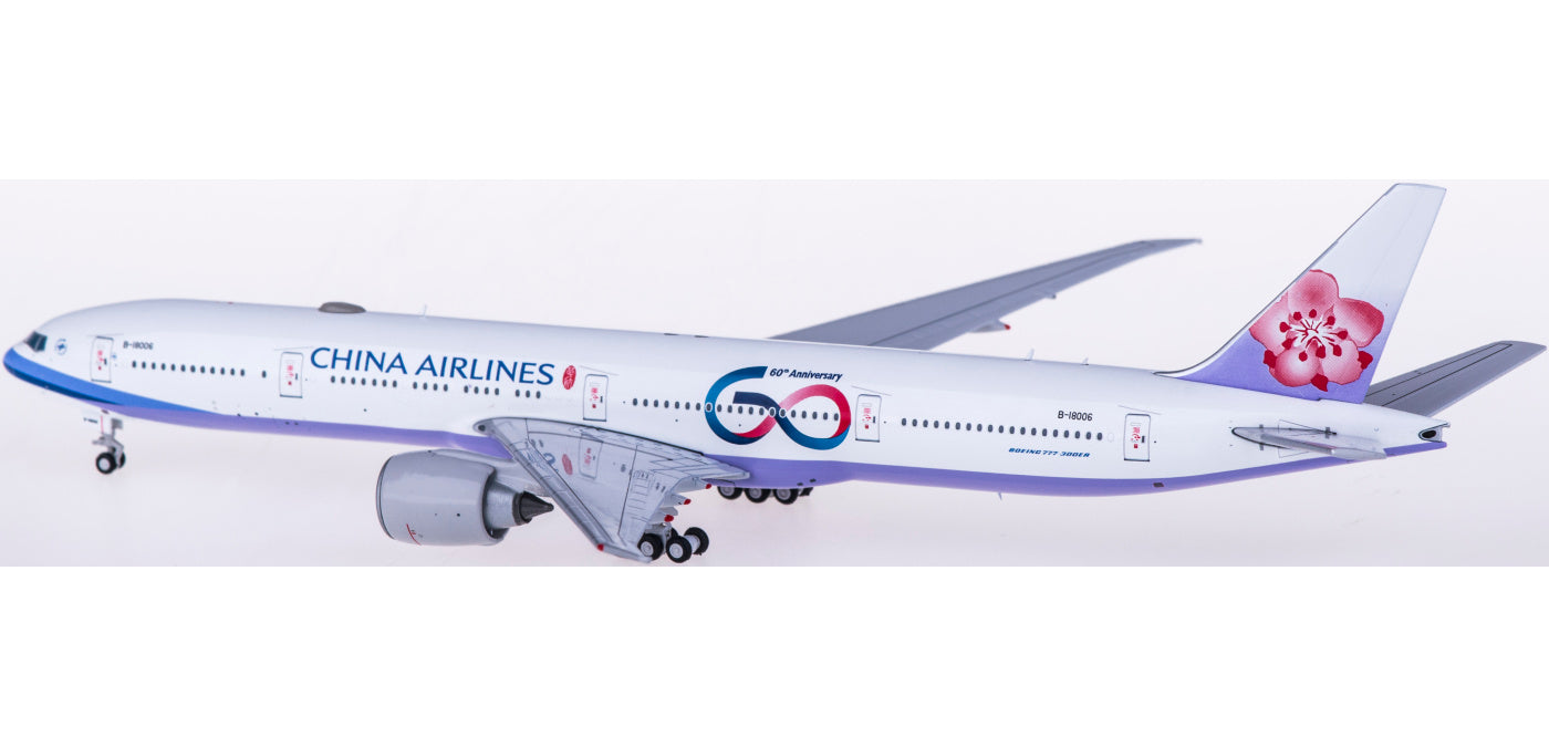 1:400 JC Wings XX4178 China Airlines Boeing 777-300ER B-18006 60Years Free Tractor+Stand