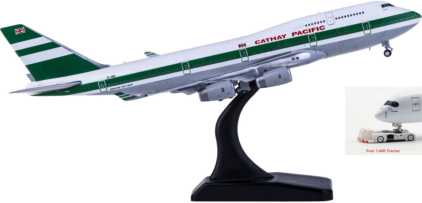 1:400 Kai Tak Wings KTW4744001 Cathay Pacific Boeing 747-400 ZK-NBS Aircraft Model+Free Tractor
