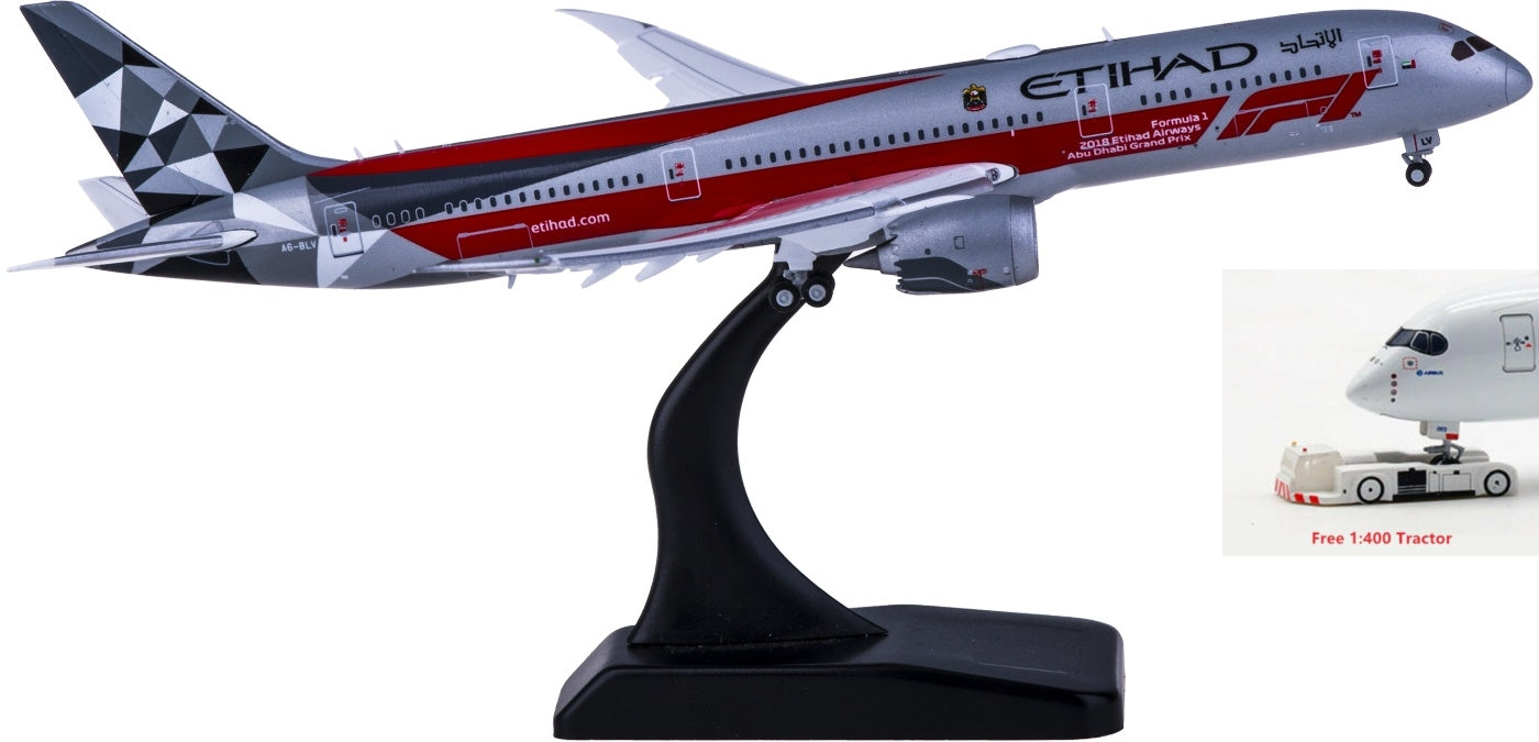 1:400 JC Wings EW4789002A Etihad Airways Boeing 787-9 Dreamliner A6-BLV F1 "Flaps Down" Free Tractor+Stand