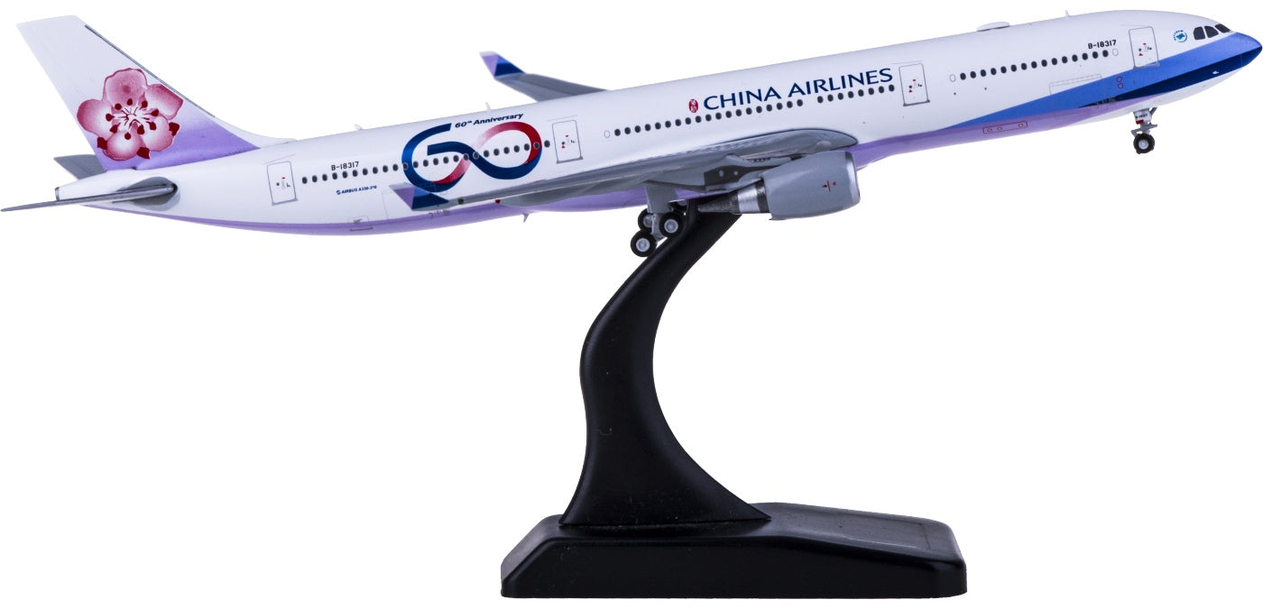 1:400 JC Wings XX4182 China Airlines Airbus A330-300 B-18317 60Years Free Tractor+Stand