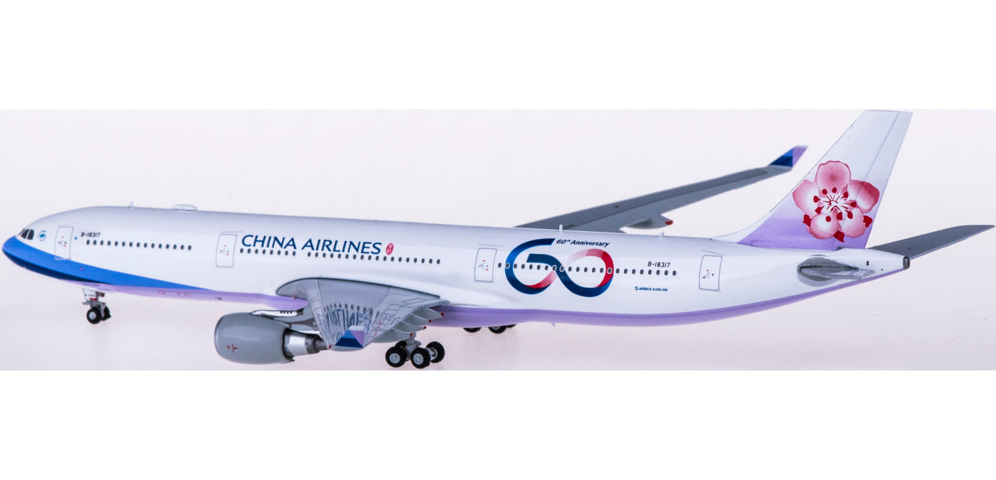 1:400 JC Wings XX4182 China Airlines Airbus A330-300 B-18317 60Years Free Tractor+Stand