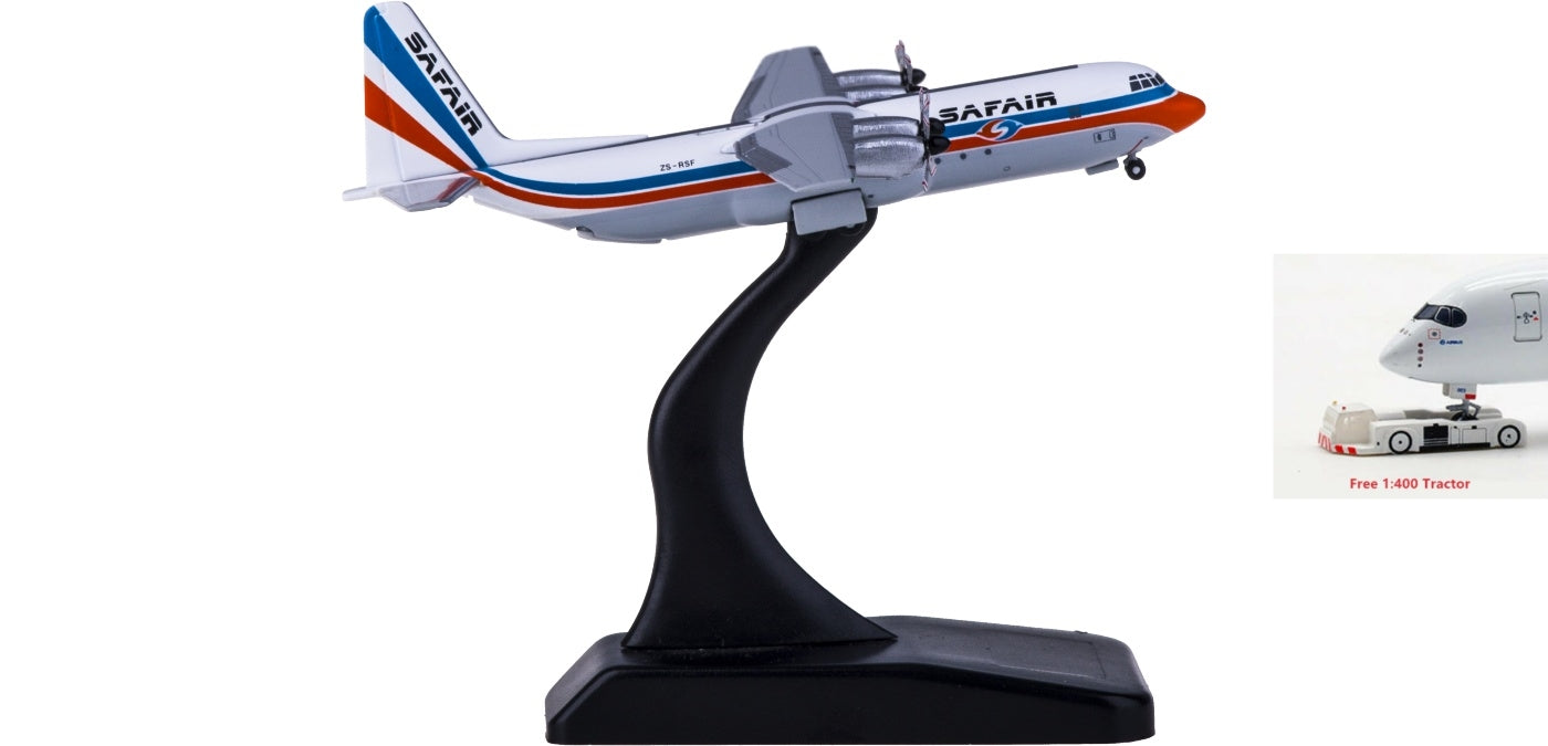 (Rare)1:400 Geminijets GJSFR1248 Safair Lockheed L-100-30 Hercules ZS-RSF Free Tractor+Stand