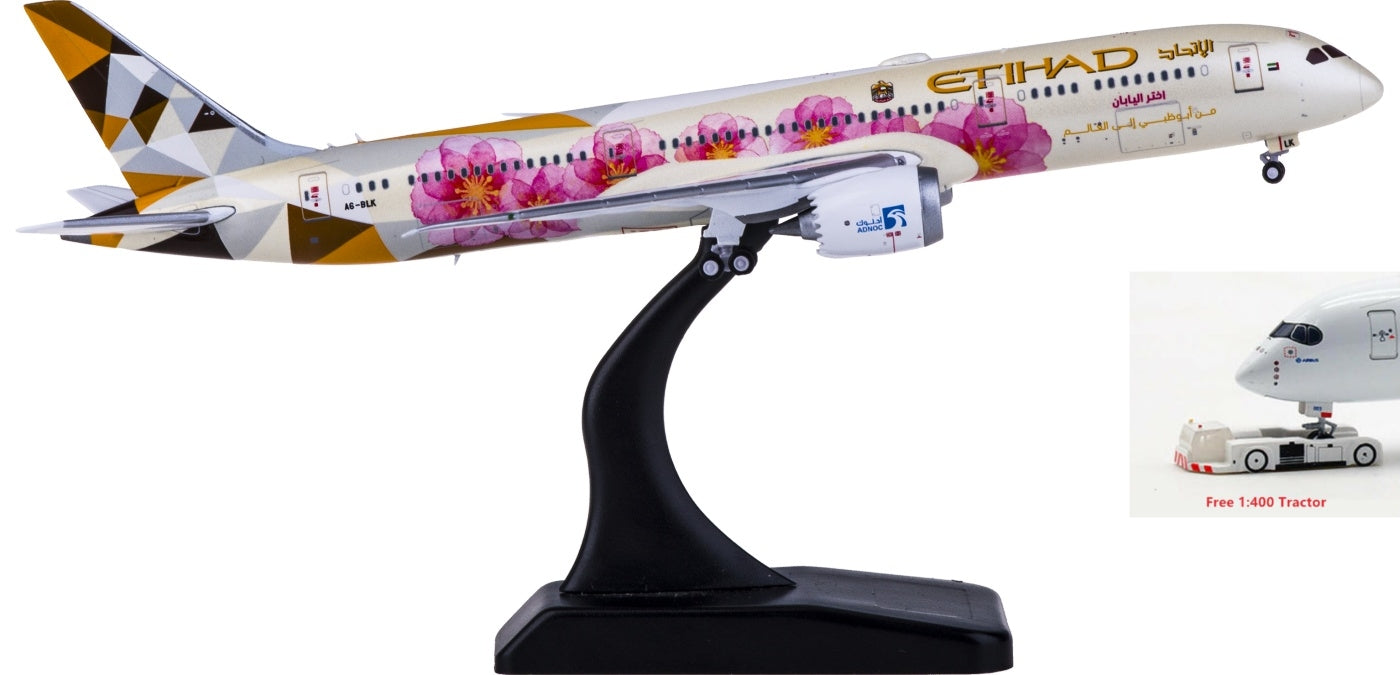1:400 JC Wings XX4218 Etihad Airways Boeing 787-9 Dreamliner A6-BLK Free Tractor+Stand