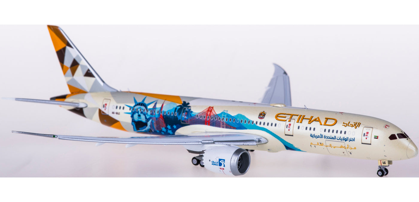1:400 JC Wings XX4250A Etihad Airways Boeing 787-9 Dreamliner A6-BLC USA "Flaps Down" Free Tractor+Stand