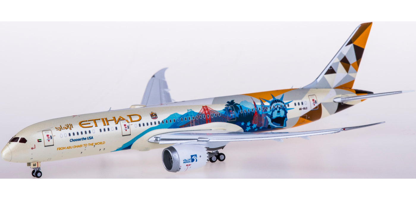 1:400 JC Wings XX4250A Etihad Airways Boeing 787-9 Dreamliner A6-BLC USA "Flaps Down" Free Tractor+Stand