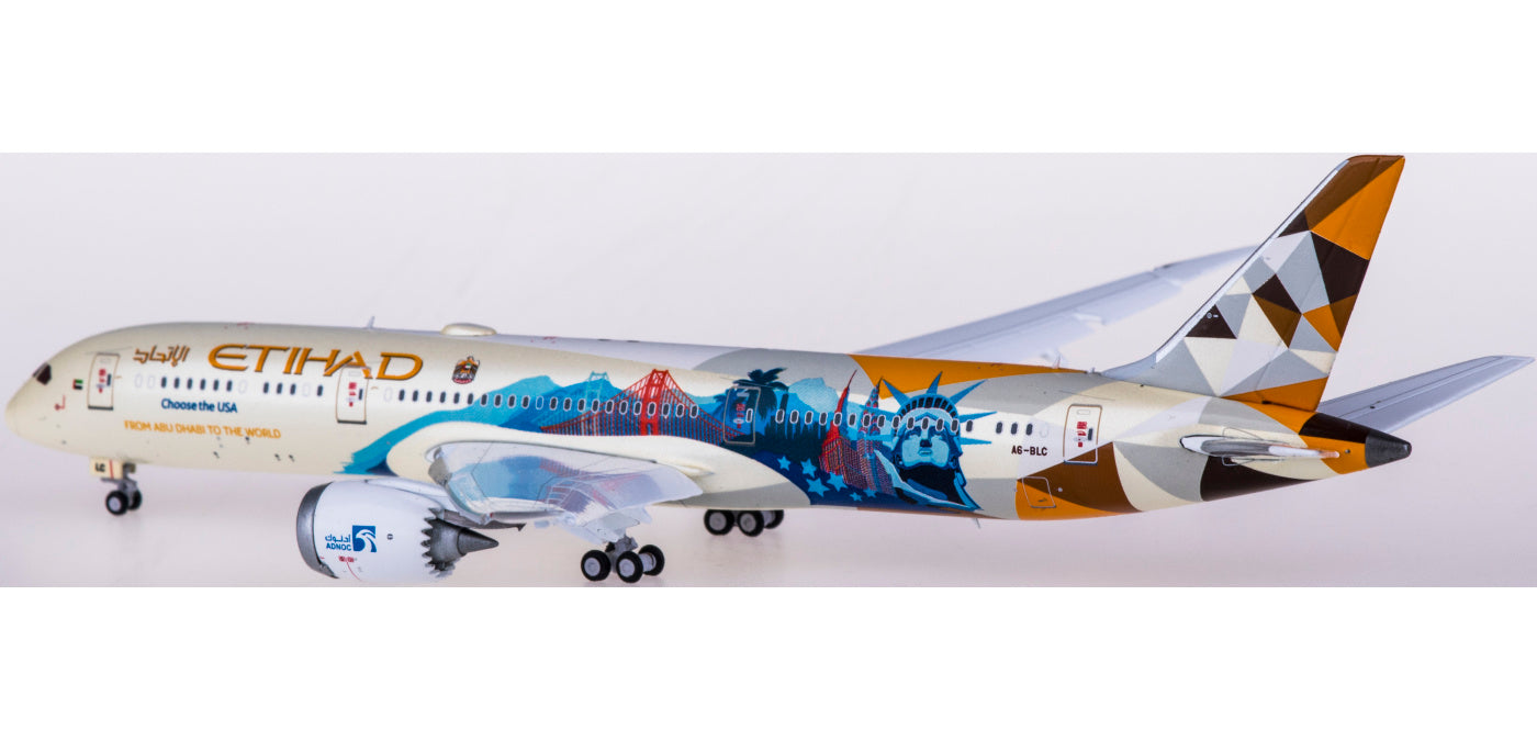 1:400 JC Wings XX4250A Etihad Airways Boeing 787-9 Dreamliner A6-BLC USA "Flaps Down" Free Tractor+Stand
