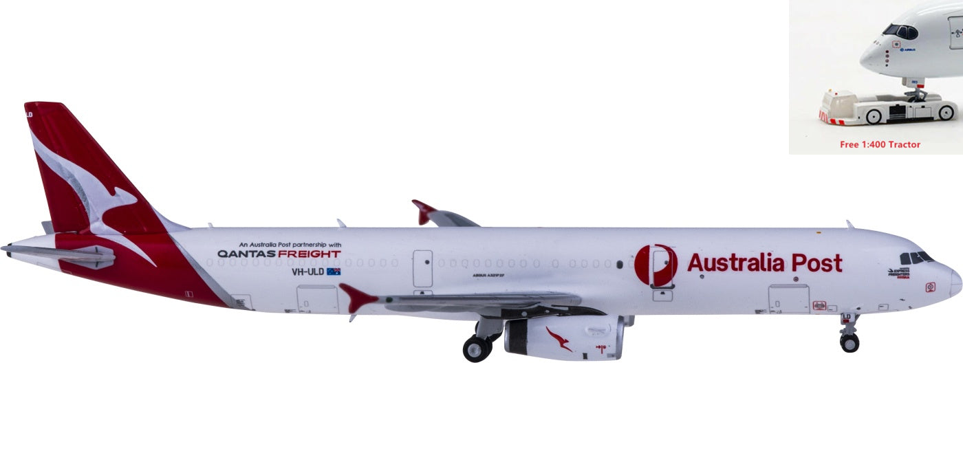 1:400 HYJLwings HYJL81070 Qantas Freight X Australia Post Airbus A321P2F VH-ULD Free TractorAircraft Model+Free Tractor