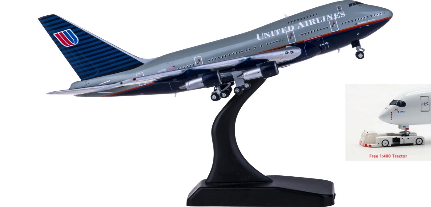 1:400 JC Wings XX4962 United Airlines Boeing 747SP N145UA Free Tractor+Stand