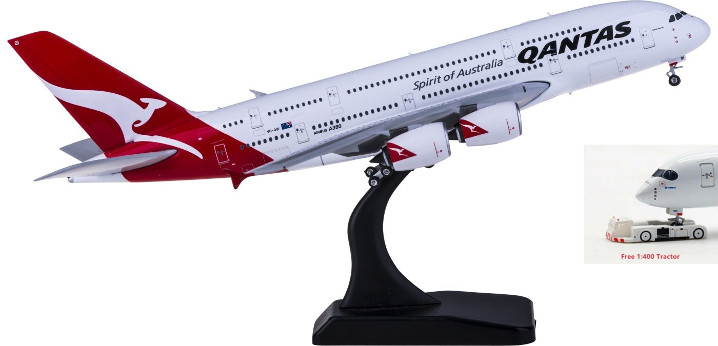 1:400 Phoenix PH04354 Qantas Airways Airbus A380 VH-OQI Free Tractor+Stand