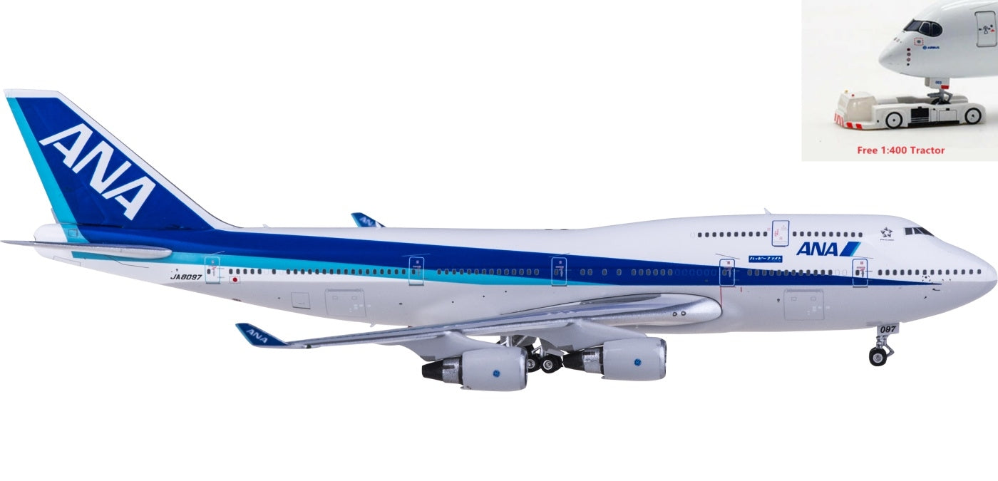 1:400 Phoenix PH04371 ANA Boeing 747-400 JA8097 Happy Flight+Free Tractor