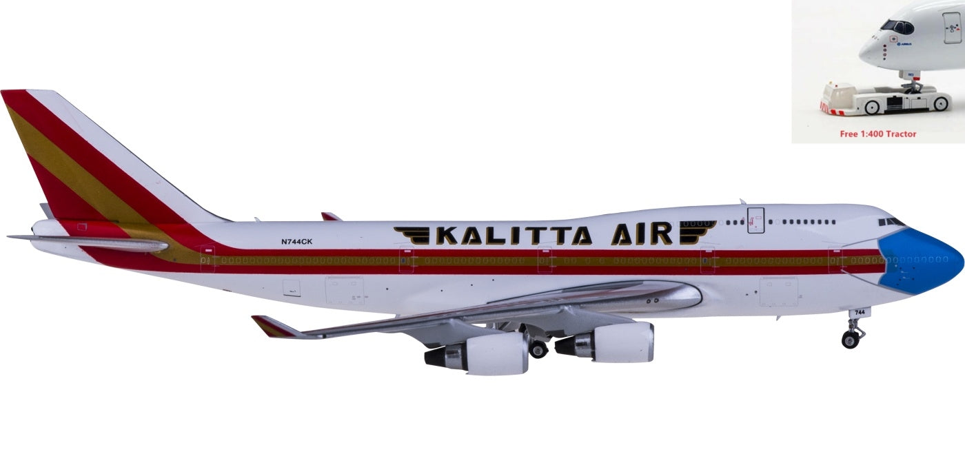 1:400 Phoenix PH04381 Kalitta Air Boeing 747-400 N744CK+Free Tractor